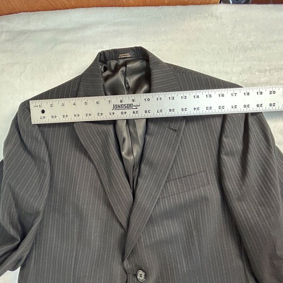 Society Brand Ltd Hartmarx Mens Black Pinstripe Two-Button Suit Jacket 41R USA - Picture 7 of 9